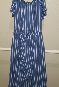 Blue and white jump suit